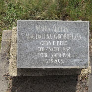 GROBBELAAR Maria Aletta Magdalena nee V.D. BERG 1882-1951