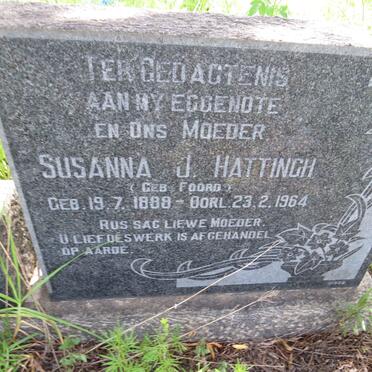 HATTINGH Susanna J. nee FOORD 1888-1964