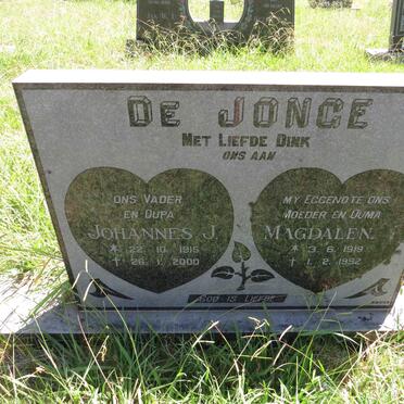 JONGE Johannes J., de 1915-2000 & Magdalena 1919-1992