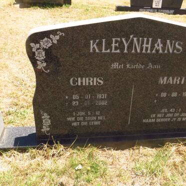 KLEYNHANS Chris 1931-2002 & Martie 1934-