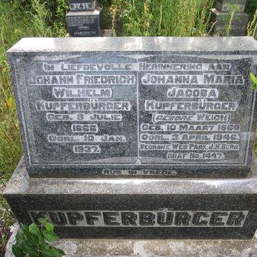 KUPFERBURGER Johann Friedrich 1866-1937 & Johanna Maria Jacoba WEICH 1860-1946