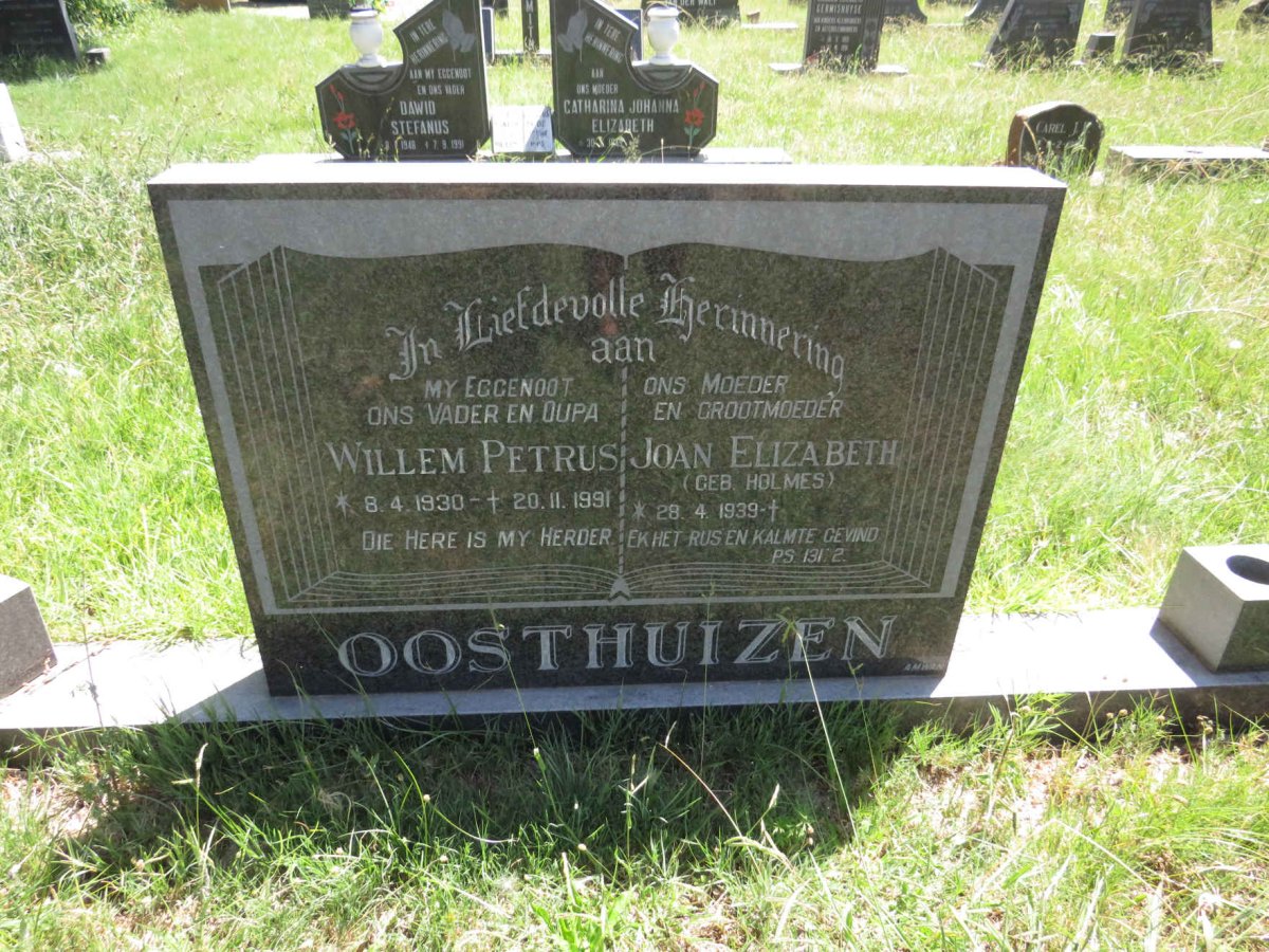OOSTHUIZEN Willem Petrus 1930-1991 & Joan Elizabeth HOLMES 1939-