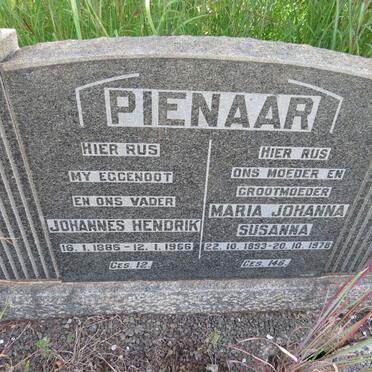 PIENAAR Johannes Hendrik 1885-1966 & Maria Johanna Susanna 1893-1978