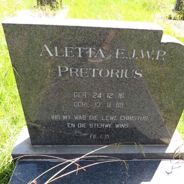 PRETORIUS Aletta E.J.W.P. 1916-1999