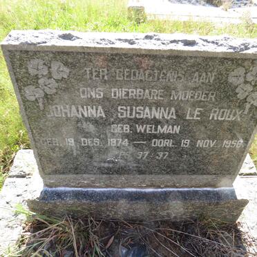 ROUX Johanna Susanna, le nee WELMAN 1874-1958