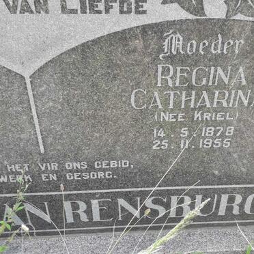 RENSBURG Johannes Frederick, Janse van 1878-1960 &amp; Regina Catharina KRIEL 1878-1955 _1