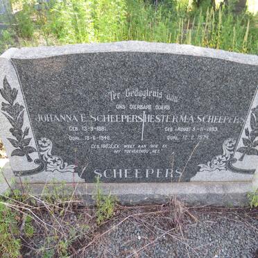 SCHEEPERS Johanna E. 1881-1948 & Hester M.A. ROOS 1883-1974