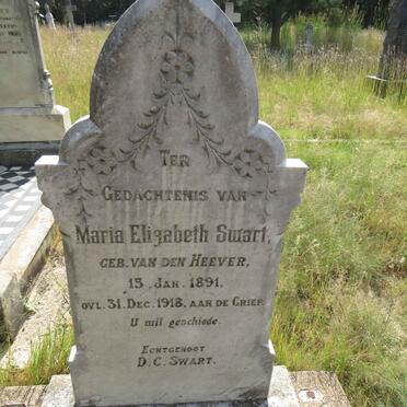 SWART Maria Elizabeth nee VAN DEN HEEVER 1891-1918