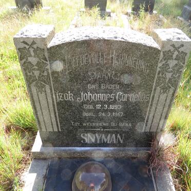 SNYMAN Izak Johannes Cornelius 1893-1957