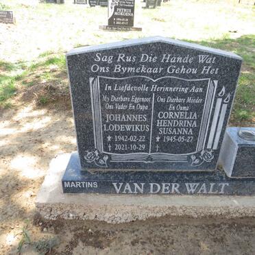 WALT Johannes Lodewikus, van der 1942-2021 & Cornelia Hendrina Susanna 1945-