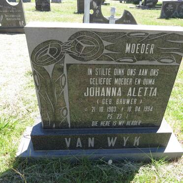 WYK Johanna Aletta, van nee BRUWER 1903-1994