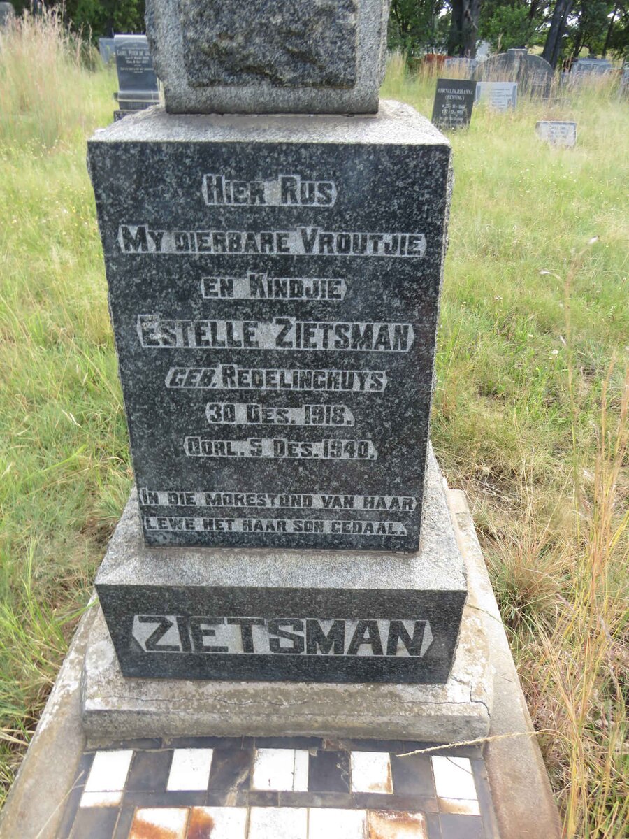 ZIETSMAN Estelle nee REDELINGHUYS 1918-1940 :: ZIETSMAN kindjie