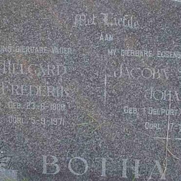 BOTHA Helgard Fredrik 1888 - 1971 &amp; Jacoba Susanna Johanna DELPORT died 1954