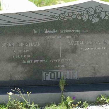 FOURIE Johan Christiaan 1894-1968 &amp; Magdalena Salomina Maria VAN NIEKERK 1904-1971