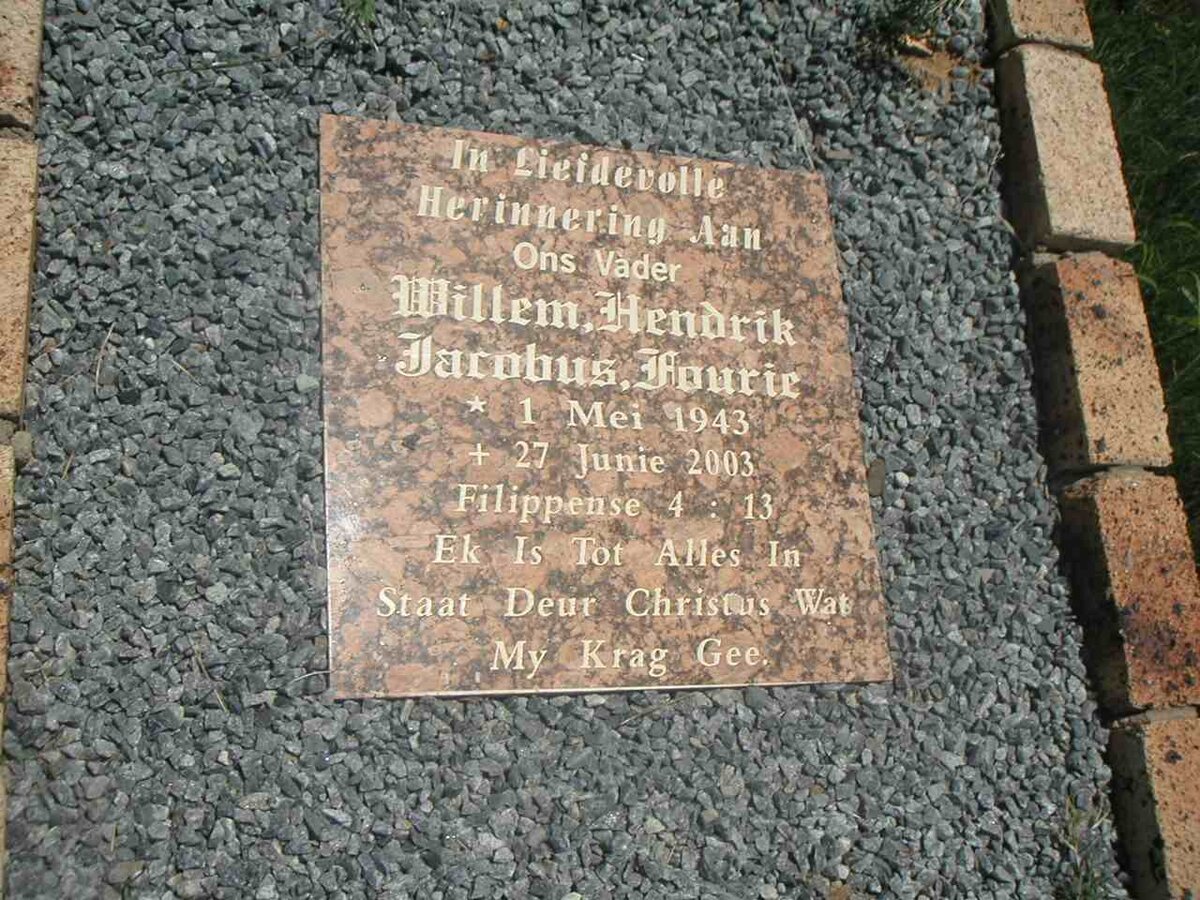 FOURIE Willem Hendrik Jacobus 1943-2003