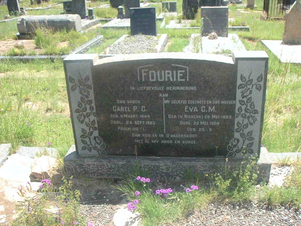 FOURIE Carel P.C. 1884-1965 &amp; Eva C.M. V.NIEKERK 1883-1958