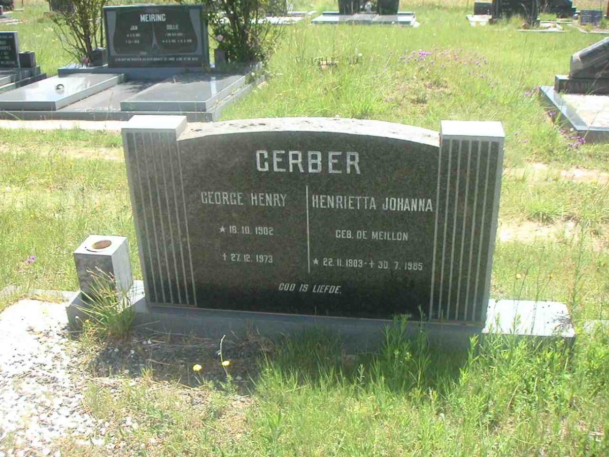 GERBER George Henry 1902-1973 &amp; Henrietta Johanna DE MEILLON 1903-1985