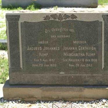 KEMP Jacobus Johannes 1847-1933 &amp; Johanna Gertruida Margaretha KRUGER 1858-1945