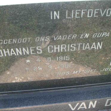LINDE Johannes Christiaan, van der 1915-1981 &amp; Catharina Germina REYNECKE 1915-1982