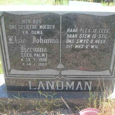 LANDMAN Elsie Johanna nee PALM 1906-1980