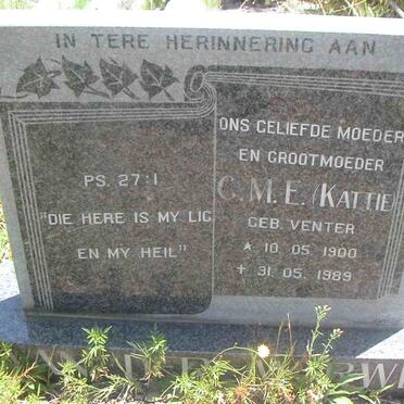 MERWE C.M.E., van der nee VENTER 1900-1989