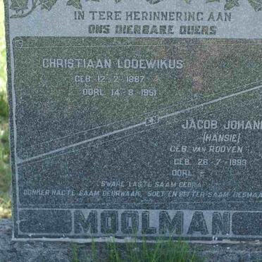 MOOLMAN Christiaan Lodewikus 1887-1951 &amp; Jacob Johannes  VAN ROOYEN 1893-