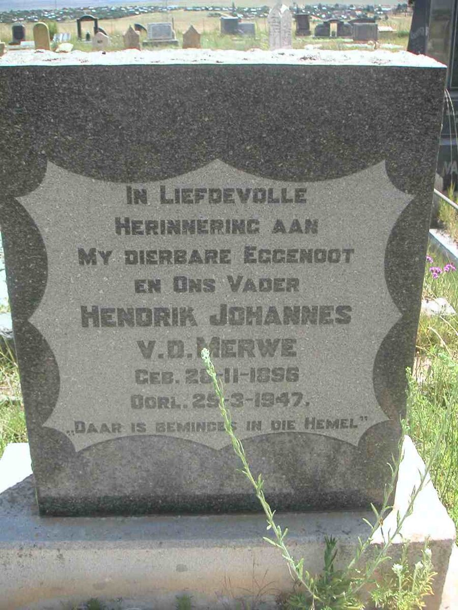 MERWE Hendrik Johannes, van der 1896-1947