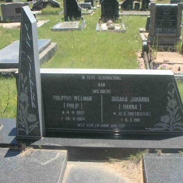 NIEKERK Philippus Welman, van 1905-1964 &amp; Susara Johanna BESTER 1910-1981
