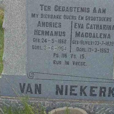 NIEKERK Andries Hermanus, van 1868-1954 &amp; Eva Catharina M. OLIVIER 1870-1953