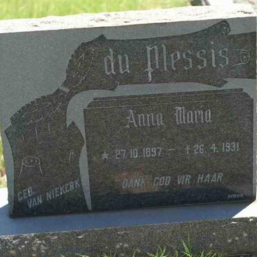 PLESSIS Anna Maria, du nee VAN NIEKERK 1897-1931