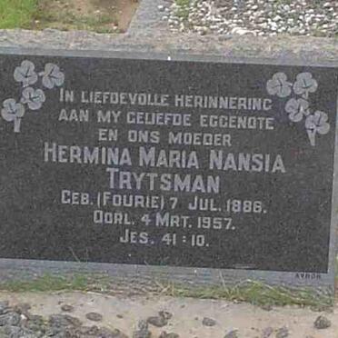 TRYTSMAN Hermina Maria Nansia nee FOURIE 1886-1957