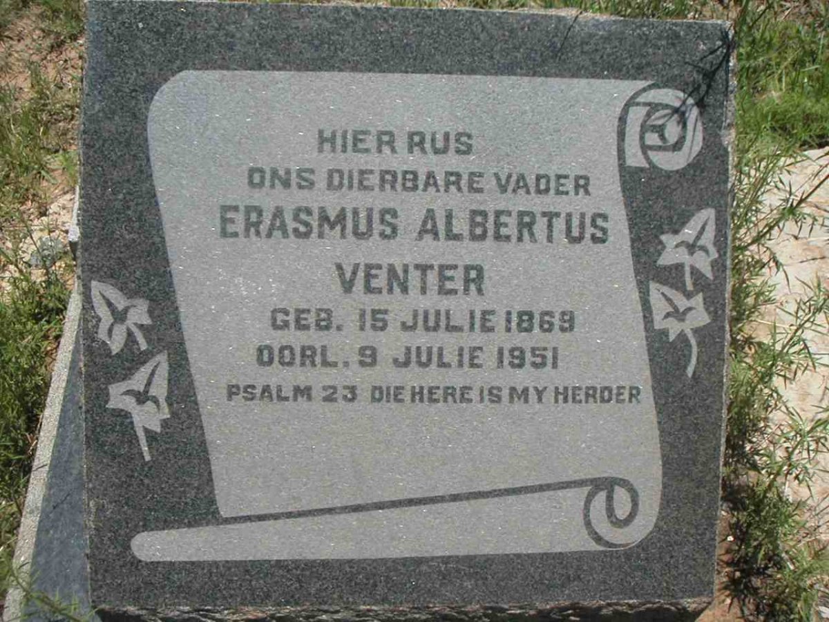 VENTER Erasmus Albertus 1869-1951