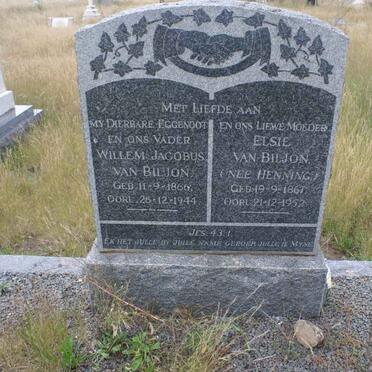 BILJON Willem Jacobus, van 1866-1944 &amp; Elsie HENNING 1867-1952