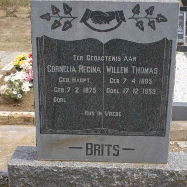 BRITS Willem Thomas 1885-1959 &amp; Cornelia Regina HAUPT 1875-