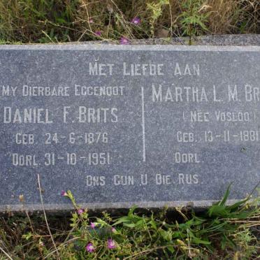 BRITS Daniel F. 1876-1951 &amp; Martha L.M. VOSLOO 1881-