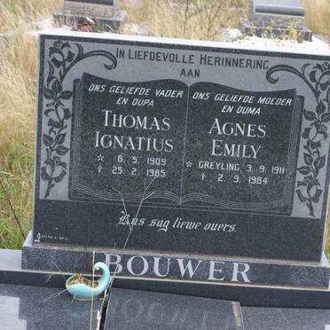 BOUWER Thomas Ignatius 1909-1985 &amp; Agnes Emily GREYLING 1911-1984