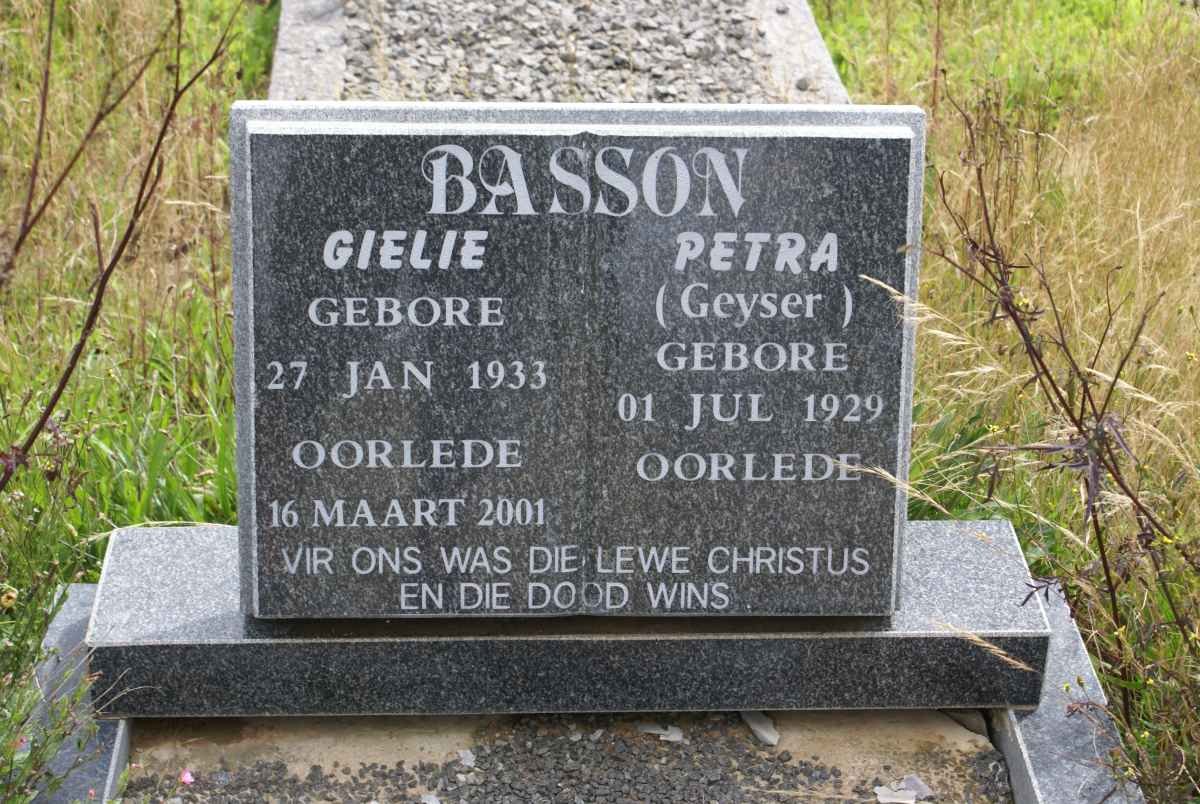 BASSON Gielie 1933-2001 &amp; Petra GEYSER 1929-