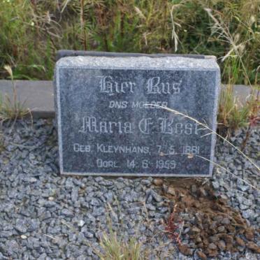 BEST Maria F. nee KLEYNHANS 1881-1959