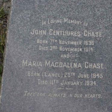 CHASE John Centliures 1836-1914 &amp; Maria Magdalena LANGE 1845-1934
