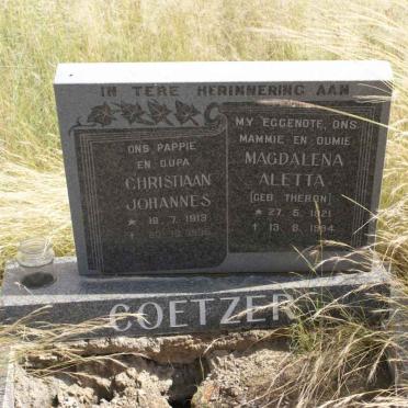 COETZER Christiaan Johannes 1913-1995 &amp; Magdalena Aletta THERON 1921-1994