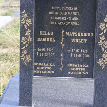 DITSEHO Sello Samuel 1926-1971 &amp; Matshediso Violet 1928-2006