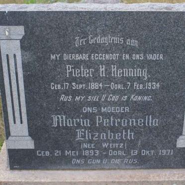 HENNING Pieter H. 1884-1934 &amp; Maria Petronella Elizabeth WEITZ 1893-1971