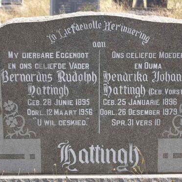 HATTINGH Bernardus Rudolph 1895-1956 &amp; Hendrika Johanna VORSTER 1896-1979