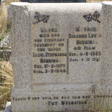 HENNING Zarel Stephanus 1872-1946 &amp; Susanna Lucva PALM 1892-1977