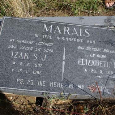 MARAIS Izak S.J. 1902-1986 &amp; Elizabeth M. 1913-