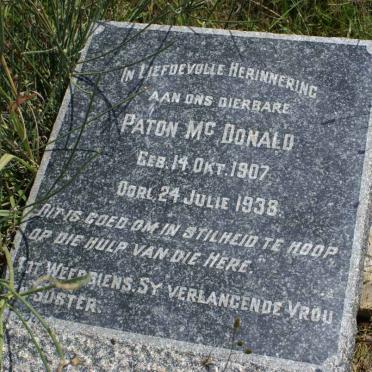 McDONALD Paton 1907-1938