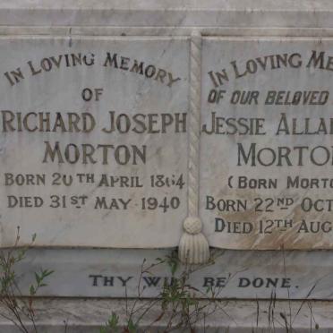 MORTON Richard Joseph 1864-1940 &amp; Jessie Allardice MORTON 1874-1954