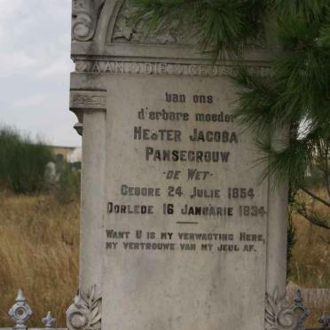 PANSEGROUW Hester Jacoba nee DE WET 1854-1934