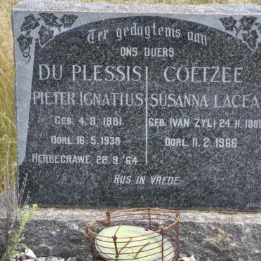 PLESSIS Pieter Ignatius, du 1881-1938 &amp; Susanna Lacea COETZEE nee VAN ZYL 1888-1966
