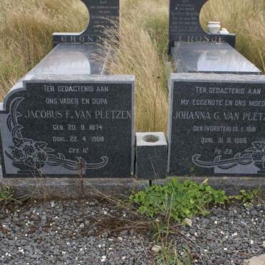 PLETZEN Jacobus F., van 1874-1968 &amp; Johanna G. VORSTER 1881-1965